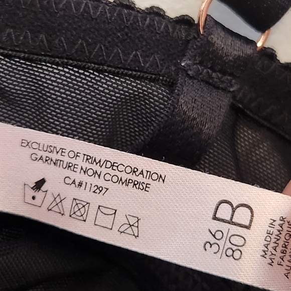 La Vie En Rose 36B/80B Sexy Lace Bra, Green/Black, Floral - Picture 3 of 4